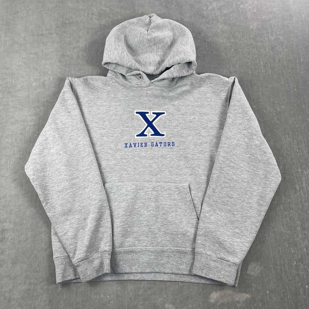 Xavier Gators The Cotton Exchange Mens Medium Gray Hoodie Chenille Patch
